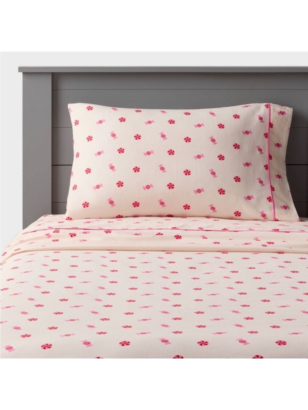 NEW! Pillowfort - Candy Stripes Kids' Cotton
Sheet Set, Full, Pink